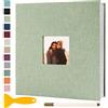Semfalbuums Album Fotografico Autoadesivo 28x27CM Scrapbook, 40 Pagine Verde Erba | Album Portafoto Personalizzabile in Lino Photo Album Fotolibro Ricordi Nascita Matrimonio Travel Journal Guest Book