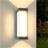 YindaLux 24W LED Lampada da Esterno a Parete Antracite, IP65 Impermeabile 3000LM Applique da Interno/Esterno, 3000K Bianco Caldo Luci da Estern, Alluminio Applique per Terrazza, Ingresso, Corridoio