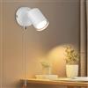 Ketom Bianco Lampada da Parete GU10, Faretto da Parete con Interruttore a Tirante, Lampada Orientabile 350°, Applique da Parete Interno per Scale Corridoio Soggiorno Camere da Letto, Senza Lampadina