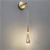 Generic Applique da Parete Creativa a Goccia, Lampada a Sospensione da Parete in Alluminio con Cristallo a Forma di Goccia, LED, Comodino, Semplice, Nero, Oro, lampade da Parete