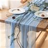 Keketoarrange Keketo, Runner da tavola in garza, in tessuto rustico, colore azzurro chiaro, per matrimoni, baby shower, feste di compleanno, decorazione bohémien, trasparente, 305 cm x 3 m