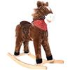 BAKAJI Cavallo a Dondolo per Bambini con Suoni Realistici Struttura in Legno e Tessuto Peluche di qualità Giochi Infanzia (Marrone)
