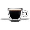 Bormioli Luigi 6.5 cl - Thermic Glass Tazza Caffé Espresso In Vetro Termico Con Piattino In Acciaio Inonx - Set 2 Pz