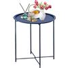 Garden 4 you Tavolino pieghevole in metallo, tavolino rotondo, divano blu scuro, tavolino pieghevole, vassoio rotondo da tavolo, accanto al divano, tavolo snack per soggiorno e camera da letto, giardino 5