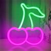 DAKABUKA Cherry Insegna al Neon Rosa Verde Ciliegie Luci al Neon Frutta Carina Segni a LED per la Camera dei Bambini Ristorante Bar Negozio di frutta Batteria USB Neon Segni