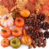 FEPITO 56 pezzi decorazioni autunnali del Ringraziamento, mini zucche artificiali, pigne, foglie autunnali, ghiande per decorazioni per feste autunnali, kit per decorazioni autunnali Forniture