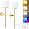 HOTUT 2 Pezzi Lampada da Parete Interno, Lampada da Parete Con Telecomando & Batteria Ricaricabile, Dimmerabile RGB Lampada da Muro, Applique Senza Fili per Camera da Letto Soggiorno Scale Corridoio