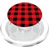 Christmas Gifts & Decorations Motivo scozzese nero rosso a scacchi Natale Inverno, Natale PopSockets PopGrip per MagSafe
