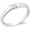 Gioielli di Valenza Anello solitario in oro bianco 18k con diamante da 0.15 ct. Incastonatura a battuto