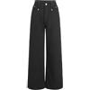 CIDER Jeans per le donne a vita alta gamba larga pantaloni in denim gamba dritta pantaloni a vita media alla moda, nero, S