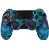 OcioDual Custodia Protettiva in Silicone Compatibile con Controller PS4/Slim/PRO Camo Blu Antiurto Flessibile Antiscivolo Case