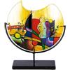 GILDE GLAS art Vaso decorativo in vetro su base in metallo, decorazione soggiorno, regalo per donne, compleanno, Natale, multicolore, altezza 38 cm