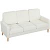 HOMCOM Divano a 3 posti con Cuscini, Rivestito in tessuto, 185x79x82 cm, Bianco crema | Aosom Italy