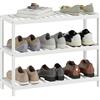 HOMCOM Scaffale Scarpiera in bambù a 3 Livelli per 9 Paia di Scarpe, Finitura laccata, 70x26x55cm, Bianco | Aosom Italy