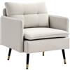 HOMCOM Poltrona da Salotto Moderna Rivestita in Lino con Braccioli Imbottiti e Gambe in Acciaio 76x68x80 cm Crema | Aosom Italy