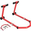 HOMCOM Cavalletto Moto Anteriore e Posteriore con Capacità 390 kg, Forcelle a U e L, Rotelle e Cuscinetti Antiscivolo, Rosso | Aosom Italy