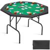 VEVOR Tavolo da Poker Pieghevole, Tavolo da Casinò Pieghevole da 8 Giocatori da ca. 1220 mm con Sponde Imbottite e Portabicchieri, Tavoli da Gioco Portatili Ottagonali con Gambe in Feltro e Metallo