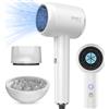 DEWILY Phon Capelli Professionale Asciugacapelli Ionico, 1800W Asciugatura Rapida Phon con Diffusore e Concentratori, 4 Temperature e 2 Velocità, Potente Piccolo Phon da Viaggio (Bianco)