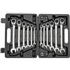 GEDORE Red Chiave Combinata a Cricchetto, Set di 16 Pezzi, Reversibile, Adattatori incl., 8-19 mm, Inclinata, R07203016