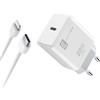 Cellularline | Caricabatterie da Rete | Caricabatterie da rete USB-C 20W per la carica alla massima velocità di iPad (2020) con cavo USB-C to Lightning