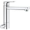 Grohe BauEdge 31696000 - Miscelatore per lavello da cucina, con valvola di arresto integrata, bocca di erogazione media, cromato