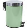 MSV - Cestino per cosmetici da bagno - Acciaio inossidabile con secchio interno rimovibile - Elegante cestino a pedale - Compatto e pratico - Basilico verde - 3L