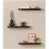 Kazai.® Mensole da Muro Set 'Toke' | 3 Mensola da Parete in Impiallacciato di Legno Vero | Scaffale in Legno Design per Decorazione e Organizzazione Bagno, Soggiorno, Cucina, Camera | Quercia, nero
