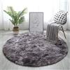 Tinyboy-hbq Tappeto rotondo morbido per camera da letto, soggiorno, comodino, camera da letto, tappeto in peluche moderno adatto per la decorazione di interni(grigio nero, diametro 140 cm)