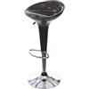 BAKAJI Sgabello Bar Cucina Altezza Regolabile Base in Acciaio Cromato e Seduta in ABS Girevole Casa (Nero)