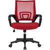 Soberine Sedia da Ufficio Scrivania con Rotelle Girevoli e Braccioli Ergonomica Lombare e con Altezza Regolabile Imbottita e Rete Traspirante Portata 136 kg Rosso