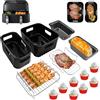 Set 23 Accessori Per Friggitrice Ad Aria – Compatibile Con Moulinex EZ9018 Dual Easy Fry 5,2/3,1L E Tefal 8,3L, In Silicone E Acciaio Inox