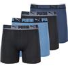 PUMA 4 Pack Active Stretch Boxer Briefs Corti, Blu Combo, S Uomo