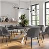 DEGHI Tavolo da pranzo 200x100 cm top effetto rovere grigio 38 mm e gambe incrociate in metallo bianco - Manty