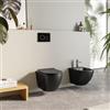 DEGHI Sanitari sospesi con scarico a vortice in ceramica con copriwc e bidet nero opaco - Flitch