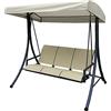 VERDELOOK | Amalfi, Dondolo a 3 Posti, Struttura in Acciaio, 178x113x165 cm, Beige, Arredo Giardino