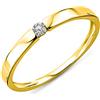 Miore Anello di fidanzamento per donna in oro giallo 14 carati (585) e diamante solitario da 0,05 carati, Oro giallo, 52 (16.6), colore: gold, cod. MU4006R52