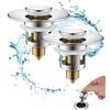 Hibbent 2 pezzi Tappo Lavandino Bagno Universale, Scarico Lavabo Bagno Universale Pop up Adatta per modelli da 25 mm a 46 mm, Filtro Scarico Lavabo Bagno Valvola Piletta Click Clack, Tappo per Bagno e Cucina