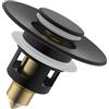 Hibbent Tappo Lavandino Bagno Universale, Scarico Lavabo Bagno Universale Pop up Adatta per modelli da 25 mm a 46 mm, Filtro Scarico Lavabo Bagno Valvola Piletta Click Clack, Tappo per Bagno,Nero Opaco
