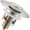 Hibbent Tappo Lavandino Bagno Universale, Scarico Lavabo Bagno Universale Pop up Adatta per modelli da 25 mm a 46 mm, Filtro Scarico Lavabo Bagno Valvola Piletta Click Clack, Tappo per Bagno,Nichel Spazzolato