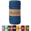 Likeecords Cordoncino in poliestere intrecciato macramè da 4 mm, lunghezza 400 m, per lavori fai da te, ganci per piante, borse e decorazioni per la casa (blu scuro)