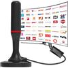 QGClearSO Antenna DVB-T/DVB-T2 HD, antenna TV per Smart TV con amplificatore e base magnetica per ricezione HD a 360°. Supporta 4K/1080P. Tutti i dispositivi TV DAB/UHF/VHF (cavo da 3 metri)