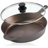 Mahlzeit Padella in ghisa lucidata con coperchio 25 cm | Padella con due beccucci | Coperchio per padella a griglia, padella universale, padella da fuoco | Padella con coperchio, bordo alto