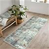 artyrugs Tappeto Lavabile in Lavatrice, 80x150cm, 75% Cotone Riciclato, Pelo Corto, Fondo Antiscivolo, Tappeti per Soggiorno, Camera da Letto, Cucina, Corridoio, Ufficio, Turchese Scuro & Marrone