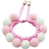 Sytaun Collare fatto a mano con palline di peluche cucite per cani e gatti, sciarpa per animali domestici, rosa chiaro, XS