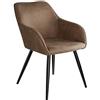 TecTake® Sedia da Pranzo con Morbido Rivestimento in Tessuto, Sedia Ergonomica, Sedie Sala da Pranzo con Cappucci in Plastica, Poltroncina Versatile - Marrone/Nero
