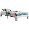 [en.casa] Struttura Letto in Legno di Pino 90 x 200 cm con Rete a Doghe Letto Singolo in Design Minimal - Bianco