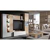 EGLEMTEK Parete Attrezzata Mobel Mobile Soggiorno TV con Mensola Illuminazione LED Salotto Legno Base Televisione Sala da Pranzo Design Moderno 260 x 185 x 42 cm Colore Bianco Lucido e Rovere