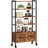 IRONCK Libreria Scaffale con Ante, scaffale legno 5 Ripiani, metallo, Libreria industriale con ripiani regolabili, libreria verticale per soggiorno, ufficio, cucina, studio, marrone vintage