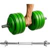 MuscleForge Manubri Palestra 45cm Acciaio Cromato - Extra Lungo, Filettata, 2 Collari Inclusi Compatibile Piastre Foro 25-28 mm - Grip Zigrinato Antiscivolo, Carico Esteso, Uso Domestico