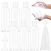 Lovcoyo Flaconi da viaggio vuoti da 6 pezzi, contenitori da viaggio vuoti in plastica trasparente da 100 ml con 1 sacchetto di sapone e 2 piccoli imbuti adatti per lozioni, shampoo, cosmetici, campeggio.